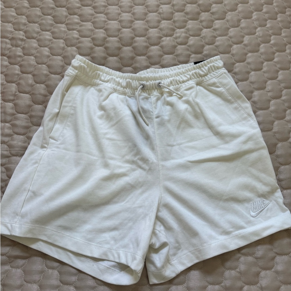 Nike White Athletic Shorts with Elastic Waistband